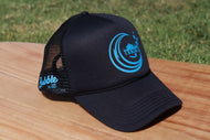 Black SnapBack Teal Logo Trucker Hat